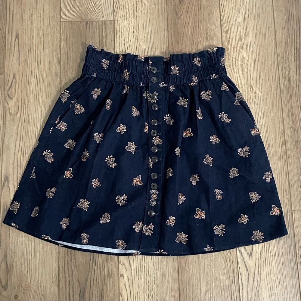 Madewell Paperbag Baby Corduroy Button Front Skirt Blue Size‎ XS